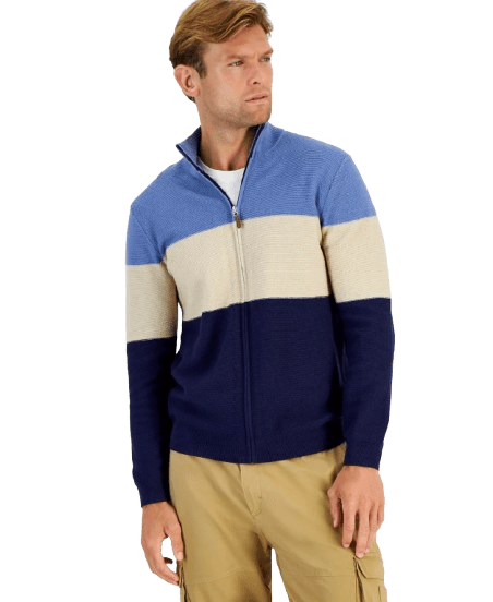 Club Room Men's Tri-Block Full-Zip Sweater (XXL only) for $19 + free shipping w/ $25