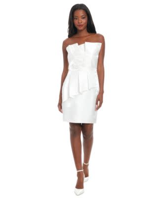 ivy + blu Women's Pleated Bustier Peplum Mini Dress