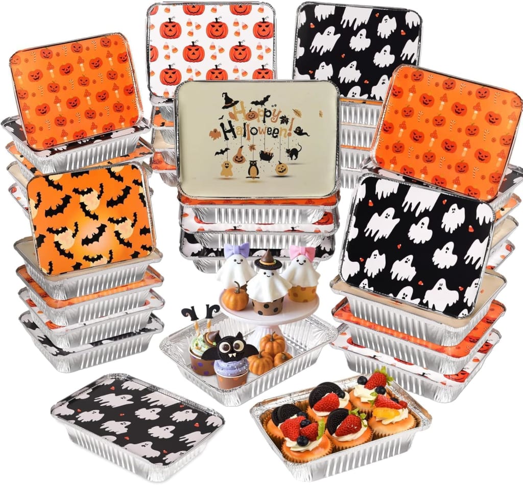Halloween Aluminum Pans with Lids 50-Pack
