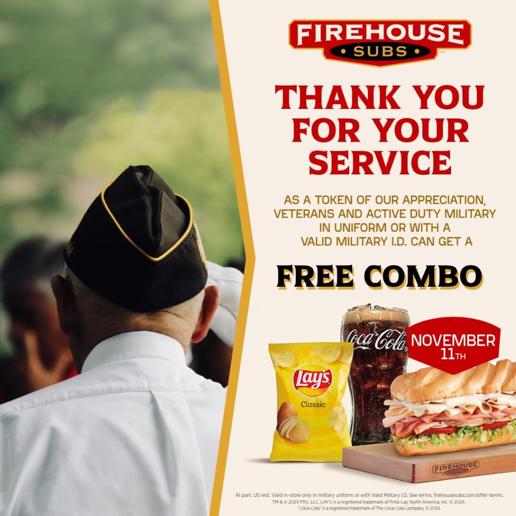 Firehouse Subs Veterans Day Offer free combo