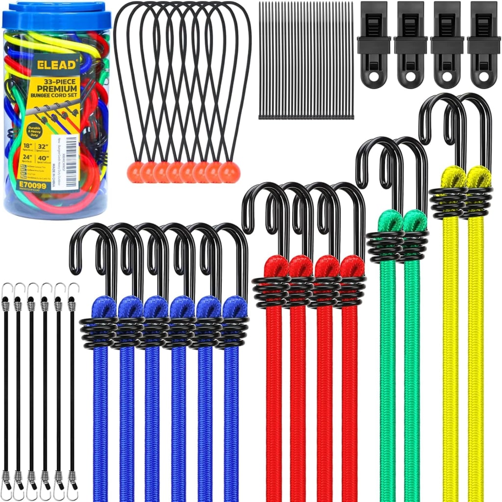 Elead 33-Piece Premium Bungee Cord Set