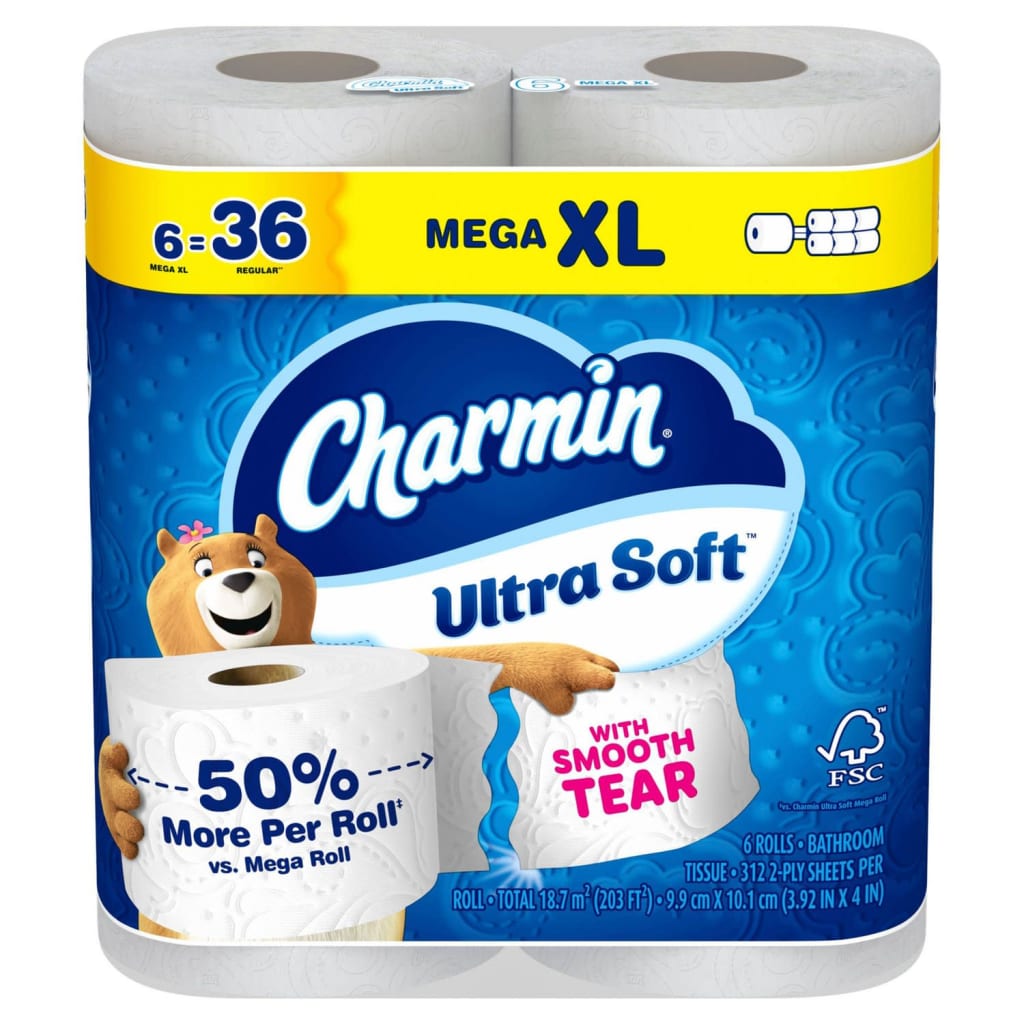 Charmin Ultra Soft Toilet Paper Mega XL Rolls 6-Pack