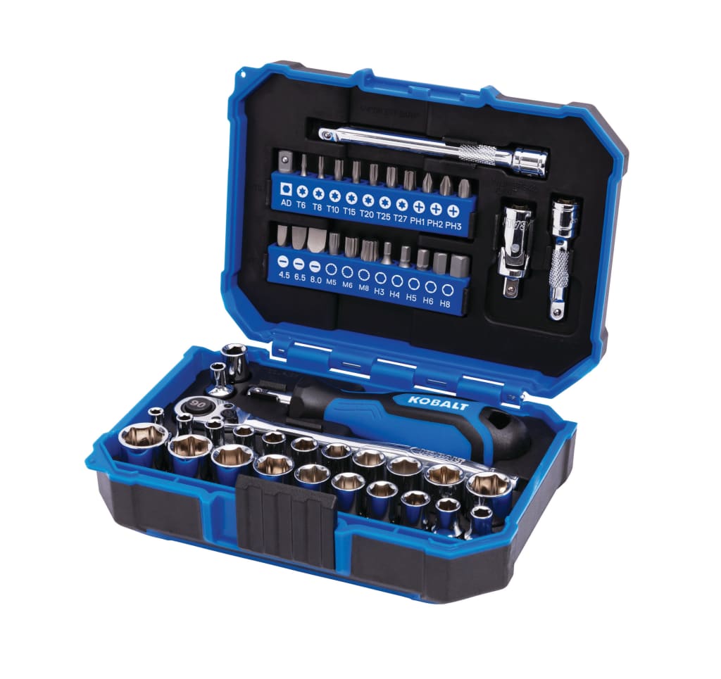 Kobalt 50-Piece SAE and Metric Mechanics Tool Set: $10 - 53418