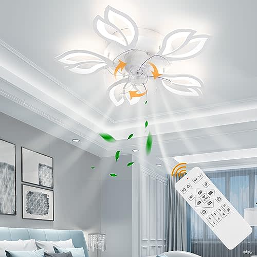 SJV Modern LED Ceiling Fan Light for $70 - LR-FL0812-W01