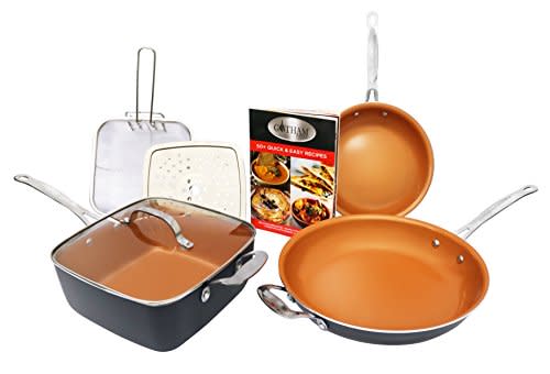 tvdirct Nonstick Ceramic Coated Frying Fry Pan Cookware Set 8,10 & 12 3 Pcs  Eco Friendly Induction Durable Stainless Steel Handle