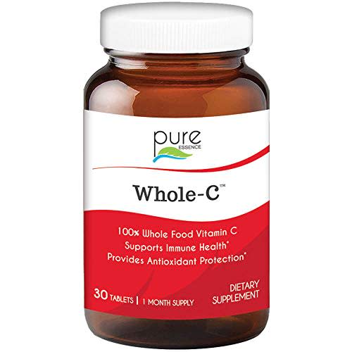 PURE ESSENCE LABS Whole-C Whole Food Vitamin C - Best Immune Support -  Organic & Nature Vitamins - Immunity Booster & Dietary Supplements (30  Tablets)