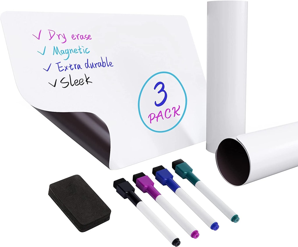 Amazon Basics Magnetic Dry Erase Whiteboard Sheet 3-Pack for $6 - WB1915