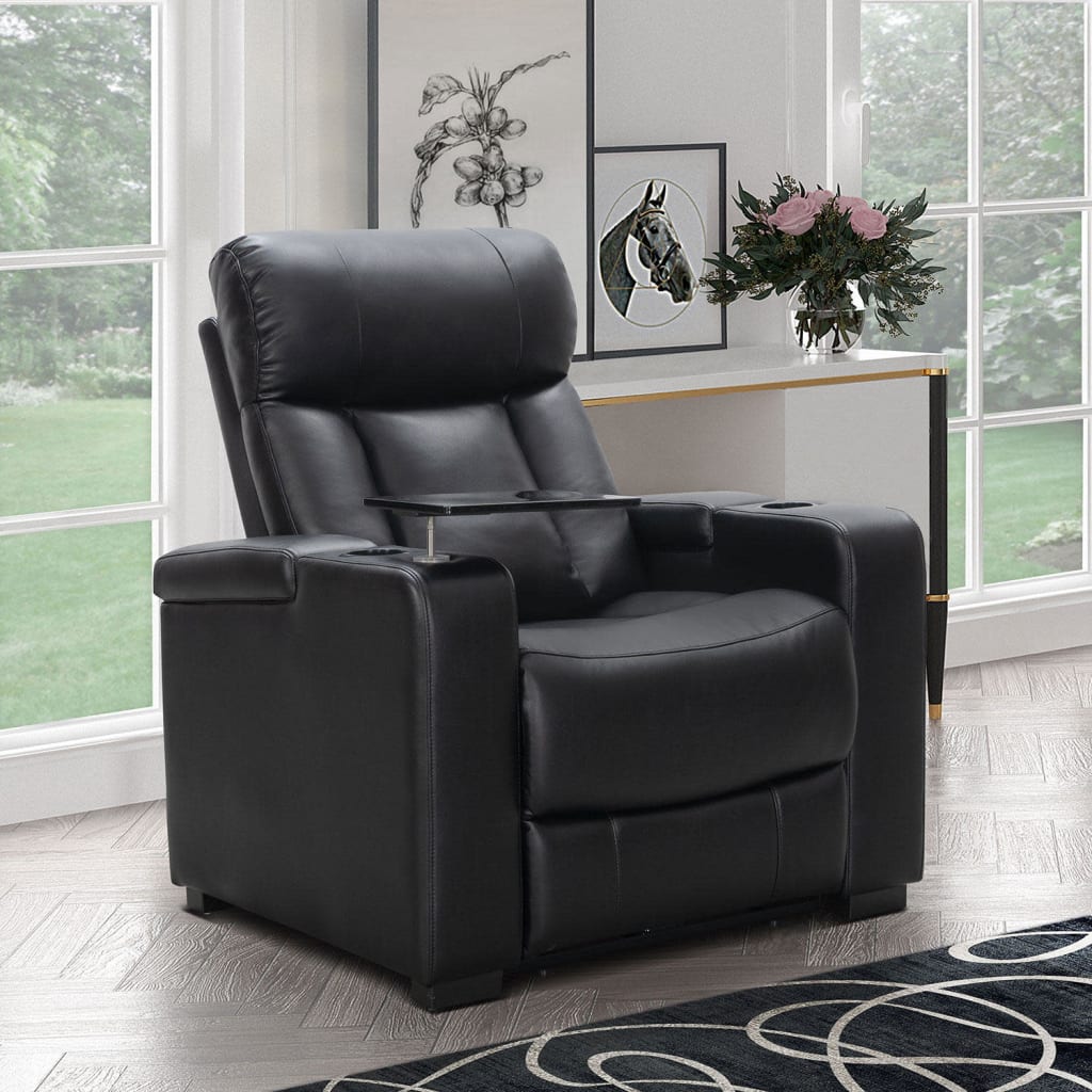 Abbyson Living Larson Power Reclining Home Theater Chair w/ Tray for