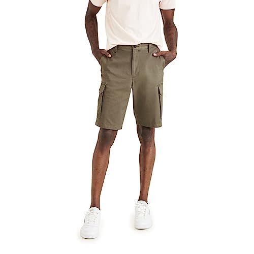 Dockers Men's Perfect Cargo Classic Fit Shorts, Earth Moss Green, 33