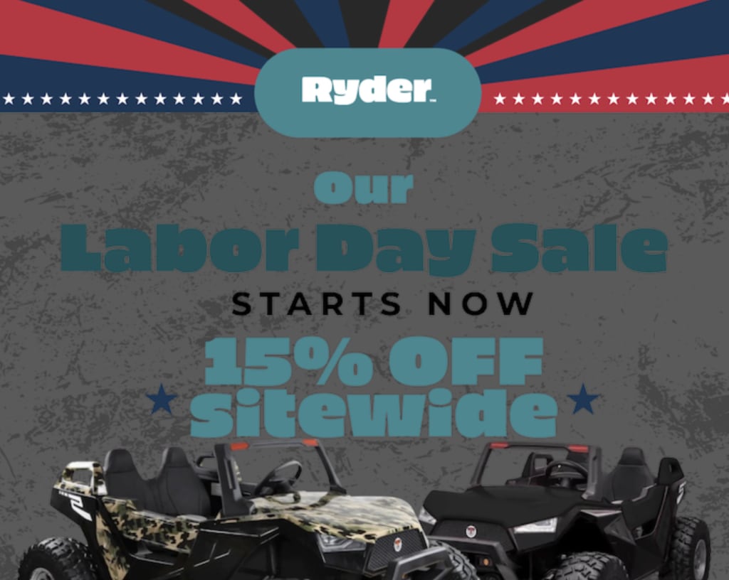 Ryder Toys Labor Day Sale 15 off