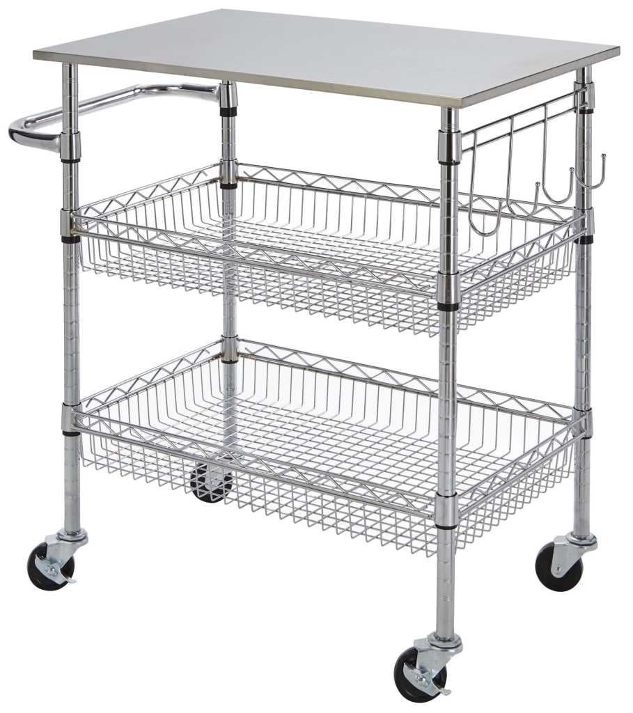 StyleWell Gatefield Large Kitchen Cart w/ Stainless Steel Top for 72