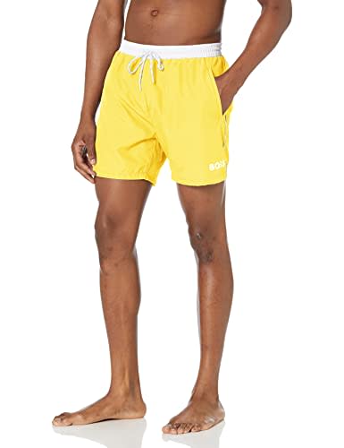 BOSS Men's Standard Medium Length Solid Swim Trunk, Aurora Yellow, XXL ...