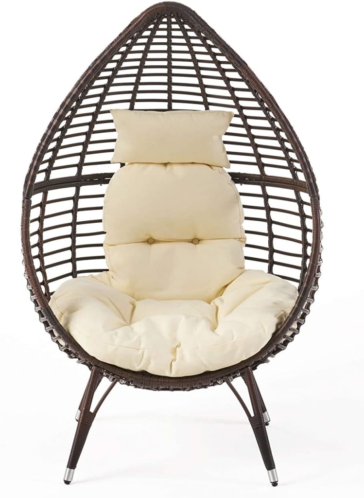 Christopher Knight Home Cutter Teardrop Wicker Lounge Chair w/ Cushion