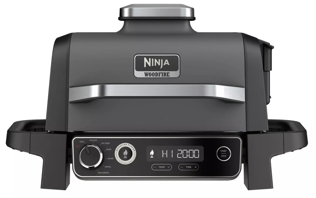  Ninja OG701 Woodfire Outdoor Grill & Smoker, 7-in-1 Master  Grill, BBQ Smoker, & Air Fryer plus Bake, Roast, Dehydrate, & Broil, uses Ninja  Woodfire Pellets, Weather-Resistant, Portable, Electric, Grey : Patio