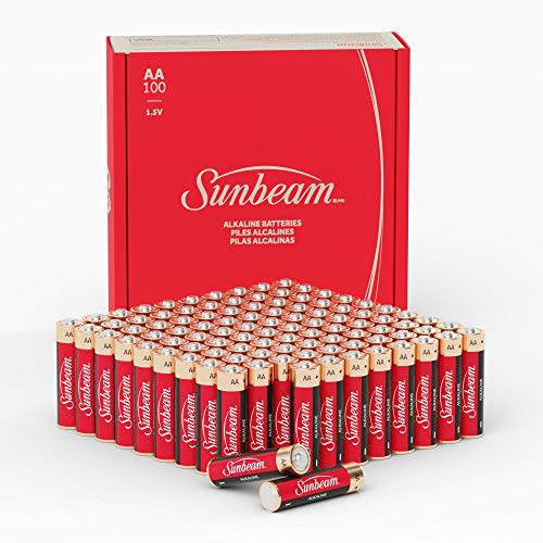 Sunbeam 16722 100 Pack AA HighPerformance Alkaline Batteries, Easy to Open Value Pack for 21