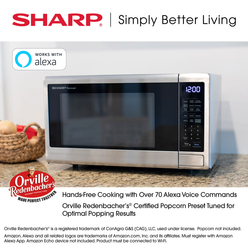 Sharp Stainless Steel Smart Carousel Countertop Microwave Oven for 160
