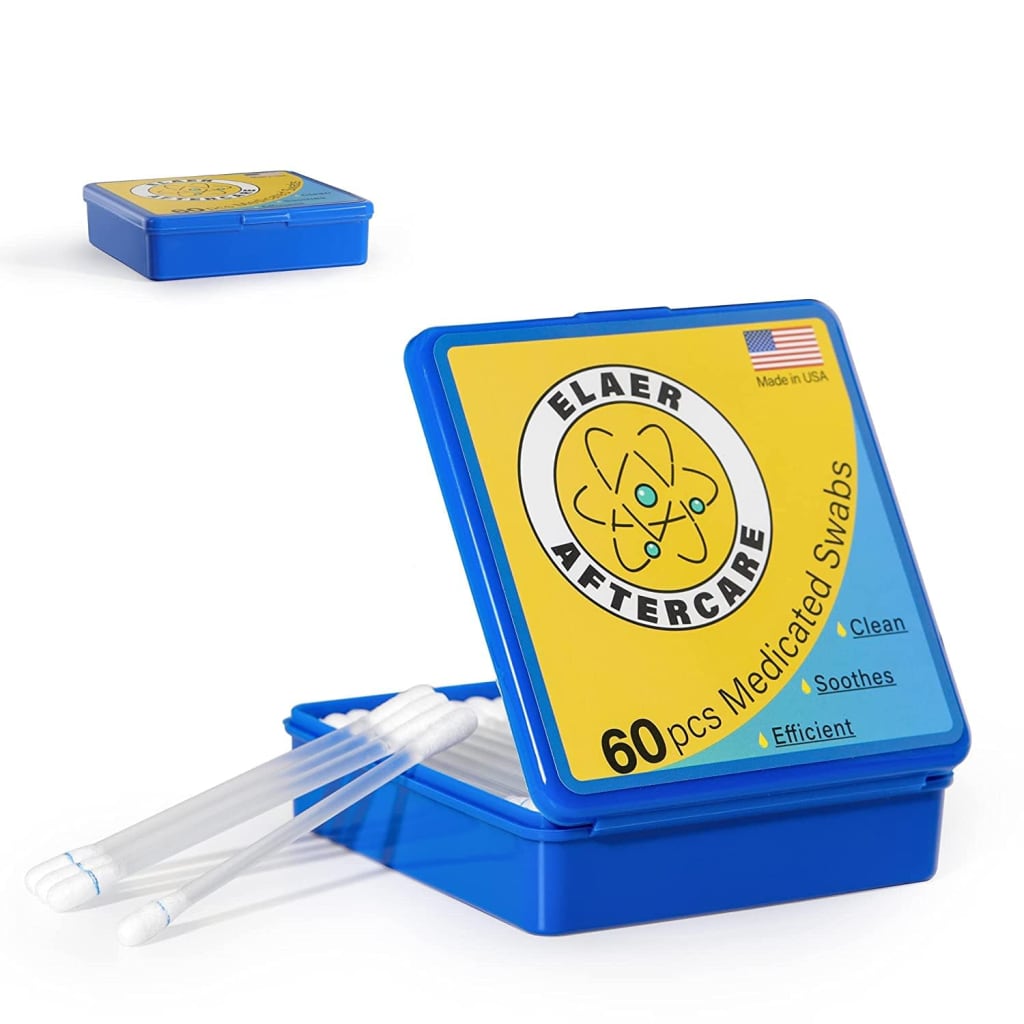 Elaer 60Piece Piercing Aftercare Medicated Swabs for 8 ELASW01