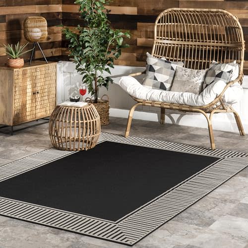 nuLOOM Asha Bordered 7x9 Indoor/Outdoor Area Rug for Living Room Patio ...