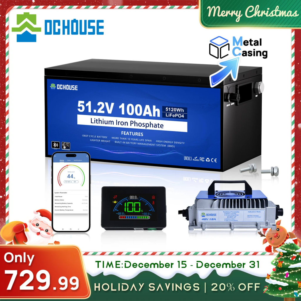 DC House 48V 100Ah Lithium Golf Cart Battery w/ Charger for $719 + free shipping