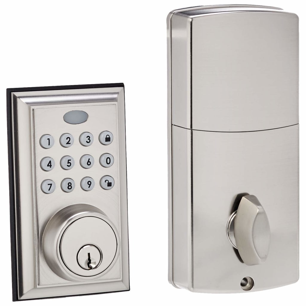 AmazonBasics Traditional Electronic Deadbolt Door Lock for 46 AB
