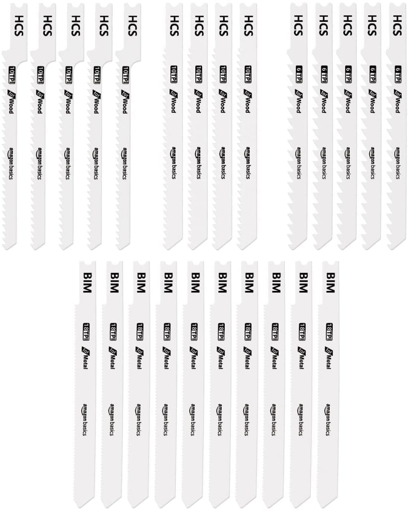 Amazon Basics 24Piece Assorted UShank Jigsaw Blade Set for 6 DS
