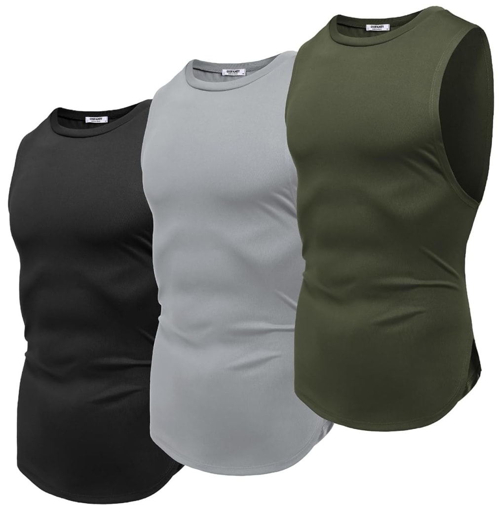 Coofandy Men's Muscle Cut Off Shirt 3-Pack for $9