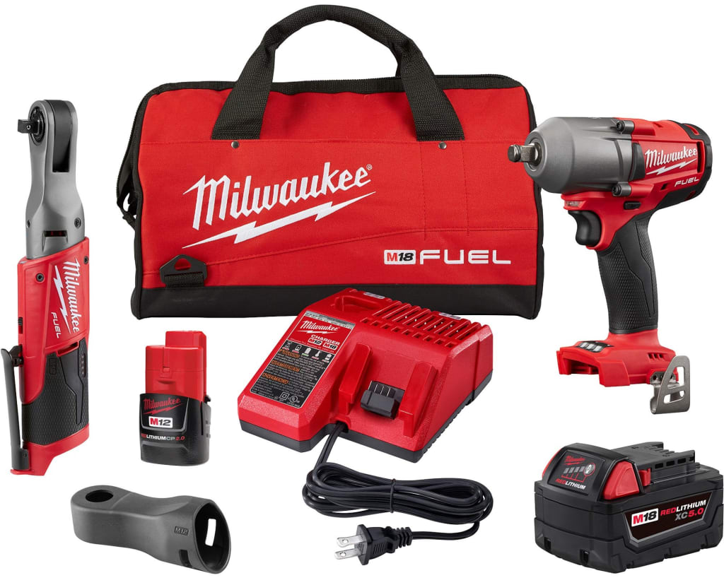 Milwaukee M18 FUEL MidTorque Impact Wrench and M12 FUEL 3/8in. Ratchet