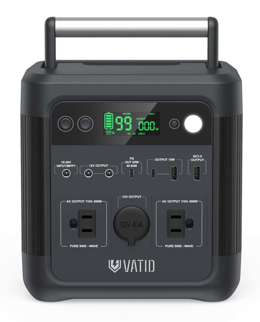 Vatid 600W LCD Portable Power Station for 199 PB001