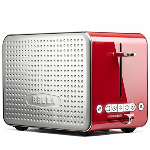 BELLA 2 Slice Dot Toaster, Stainless Steel and Red for 25 17637