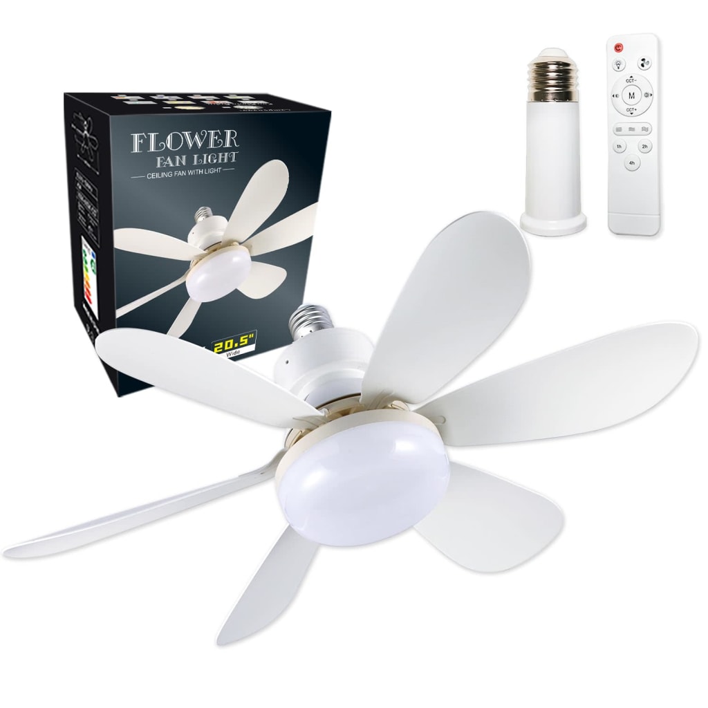 Socket Ceiling Fan Light with Remote Control for 24