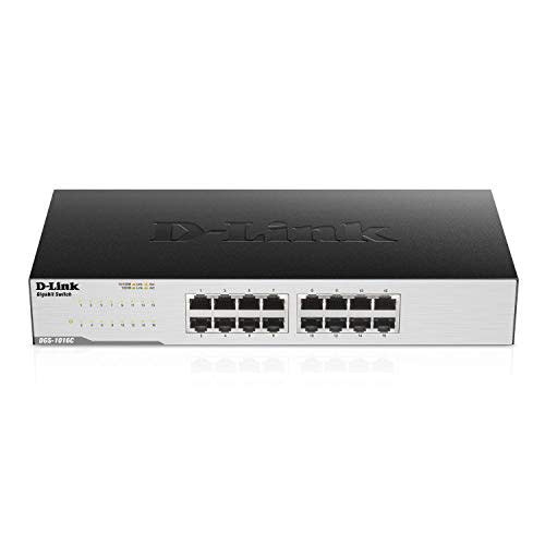 D-Link Ethernet Switch, 16 Port Gigabit Unmanaged Network Internet Hub ...