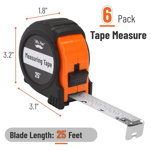 Mr. Pen Tape Measure, 25Foot, 6 pcs, Orange, Steel Measuring Tape
