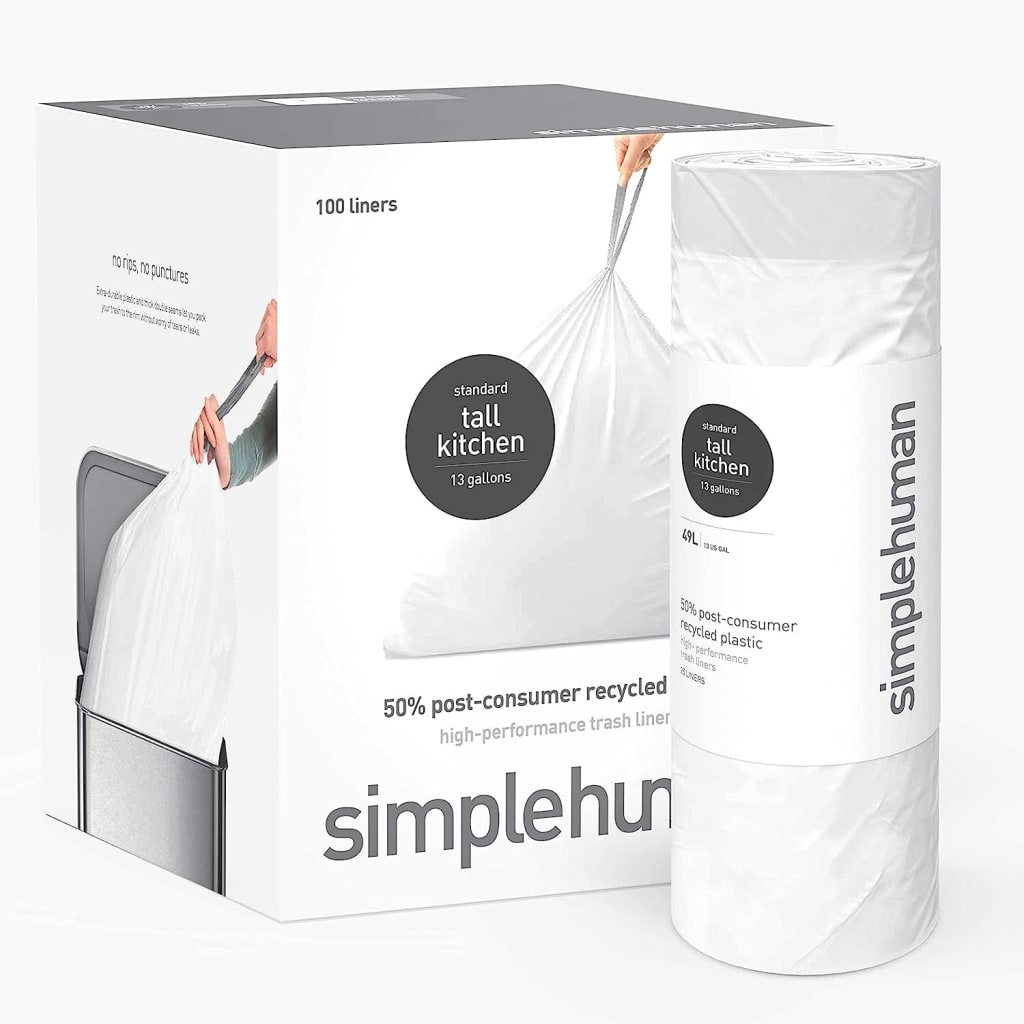 Simplehuman 13Gallon Extra Strong Kitchen Trash Bag 100Pack for 22