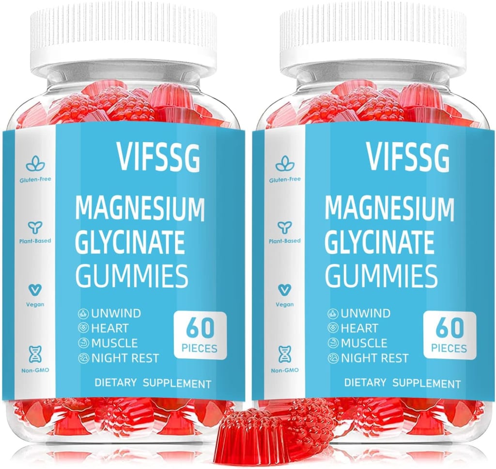 VIFSSG Magnesium Glycinate Gummies 60Count Bottle 2Pack for 10