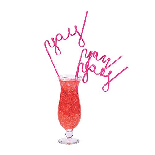 Fun Express Yay Drinking Straws, Set of 6 Cursive Word Crazy Straws