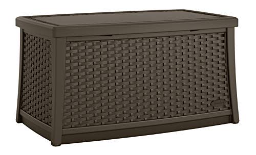 Suncast 30 Gallon Resin Outdoor Patio End Table Storage Box, Java for ...