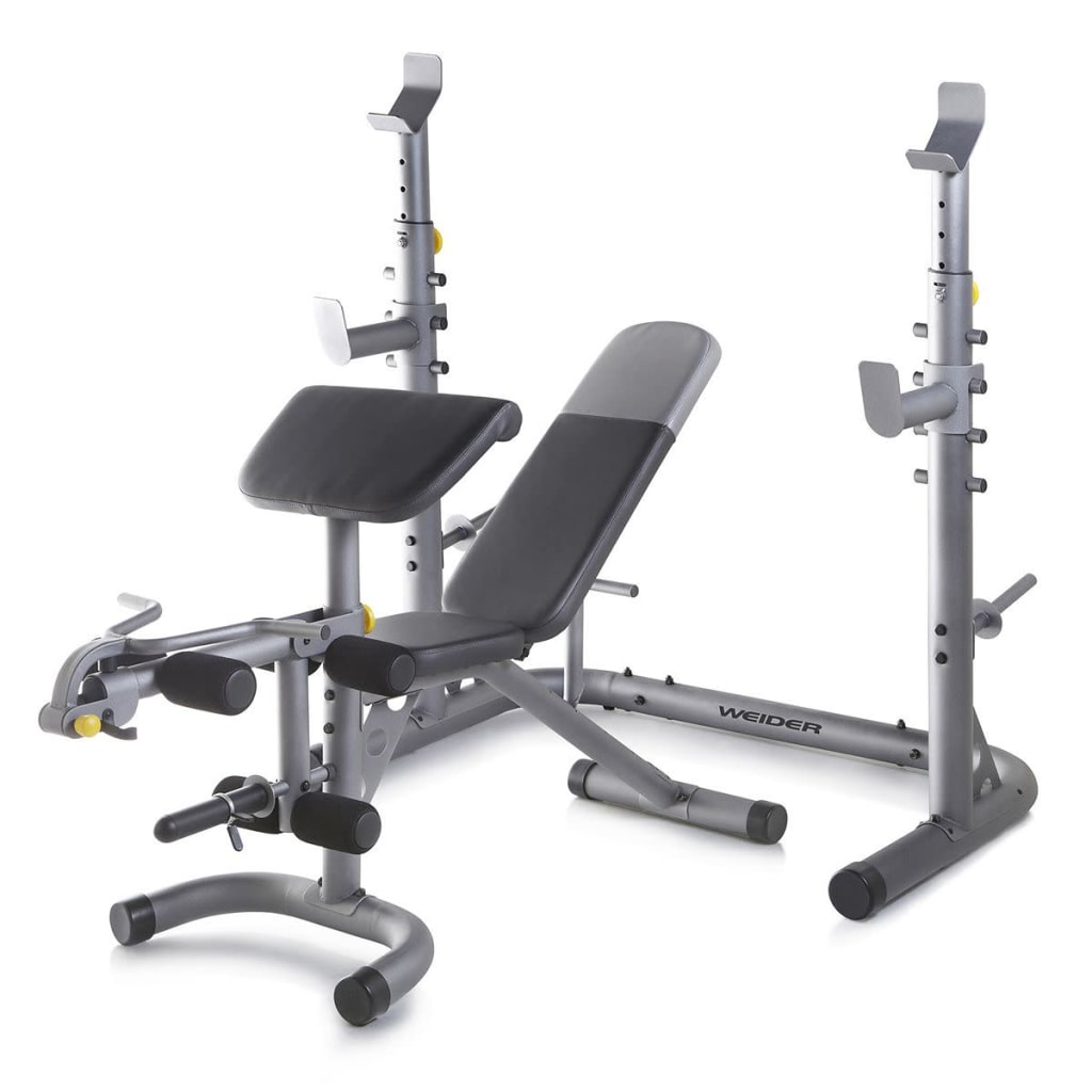 Weider Olympic Workout Bench w Squat Rack for 174 WEBE1486