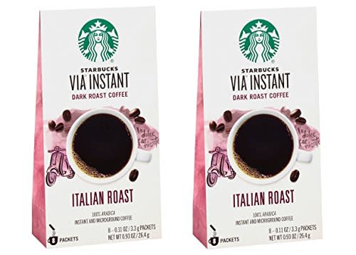 Starbucks VIA Instant Coffee Dark Roast Packets Italian Roast 100% Arabica,  8 Count (Pack of 2) for $16 - 11019880