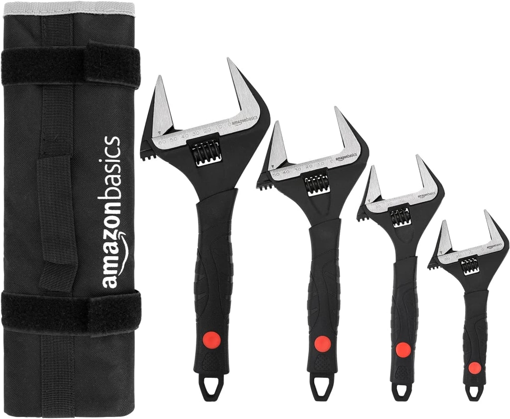 Amazon Basics 4-Piece Adjustable Plumbing Wrench Set