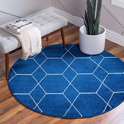Unique Loom Trellis Frieze Collection Area Rug Geometric (6' Round