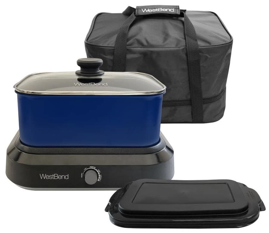 West Bend Versatility 5-Quart Slow Cooker w/ Travel Lid & Thermal Tote ...