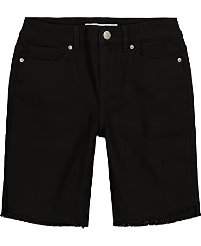 Calvin Klein Girls\' Skinny Fit Stretch Denim Bermuda Shorts, Black/Slant  Hem, 7 for $20 - CKSFC11S-0037