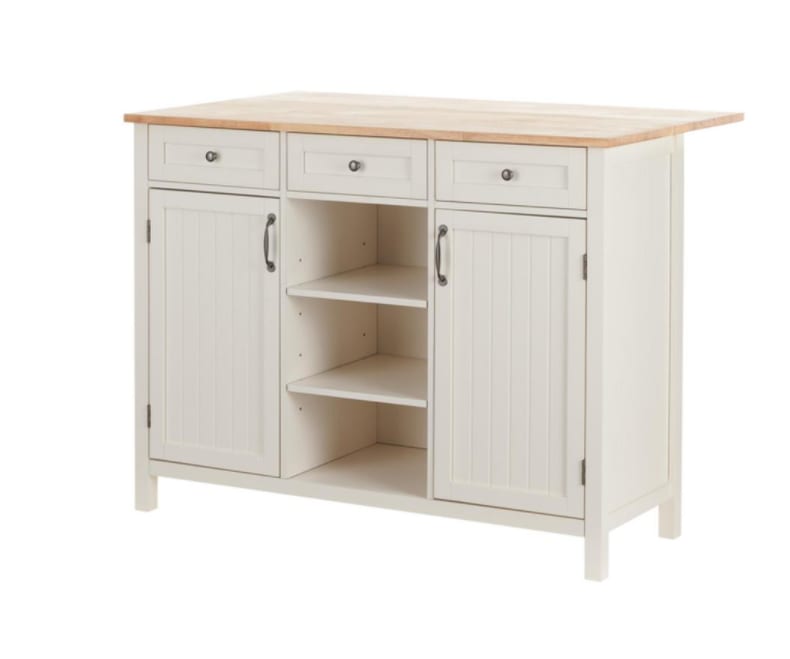 StyleWell Bainport Wood Kitchen Island w/ DropLeaf Butcher Block Top