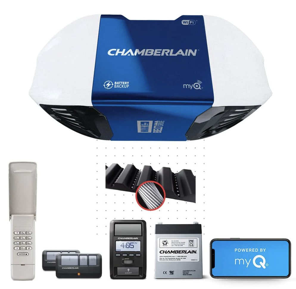 Chamberlain SmartphoneControlled Belt Drive Garage Door Opener System