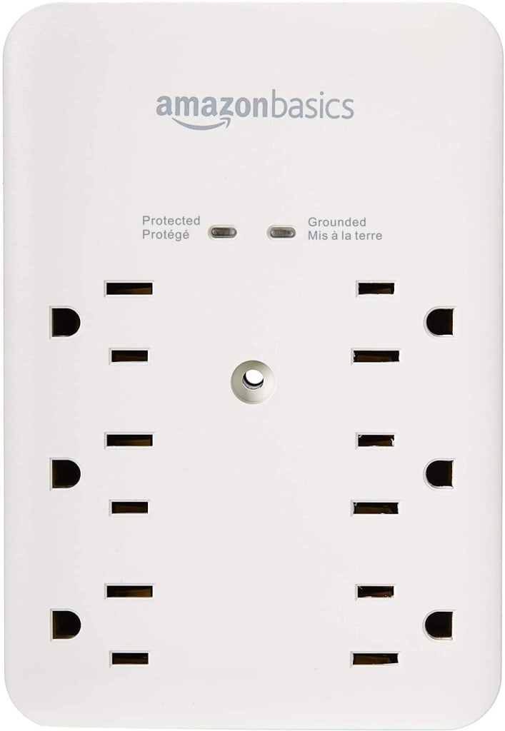Amazon Basics 6Outlet Wall Mount Surge Protector for 10 SMD 607