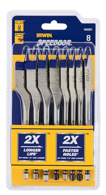 Irwin 8-Piece Assorted Woodboring Spade Drill Bit Set for $8 - IWAX8PC