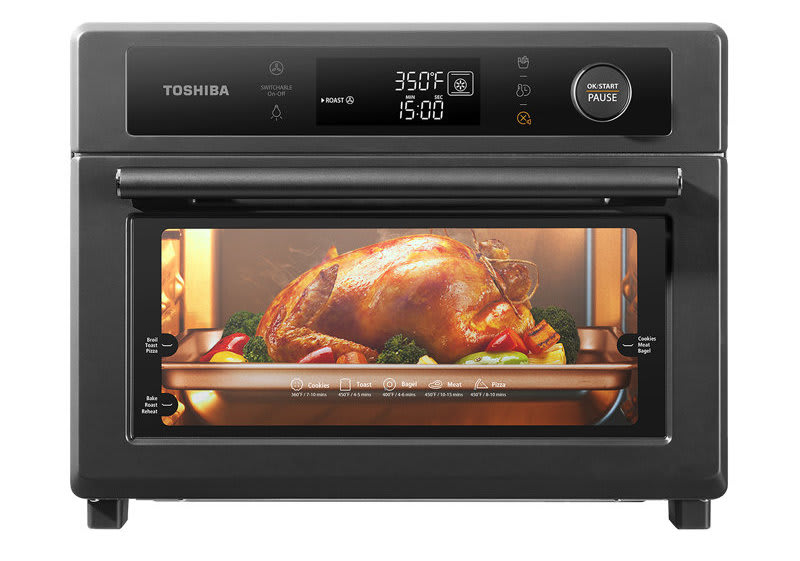 TL1-AC25CZA(BS) Toshiba Digital Toaster Oven With Double Infrared Heating  And Speedy Convection, Larger 6-Slice/12-Inch Capacity, 1700W, 10 Func