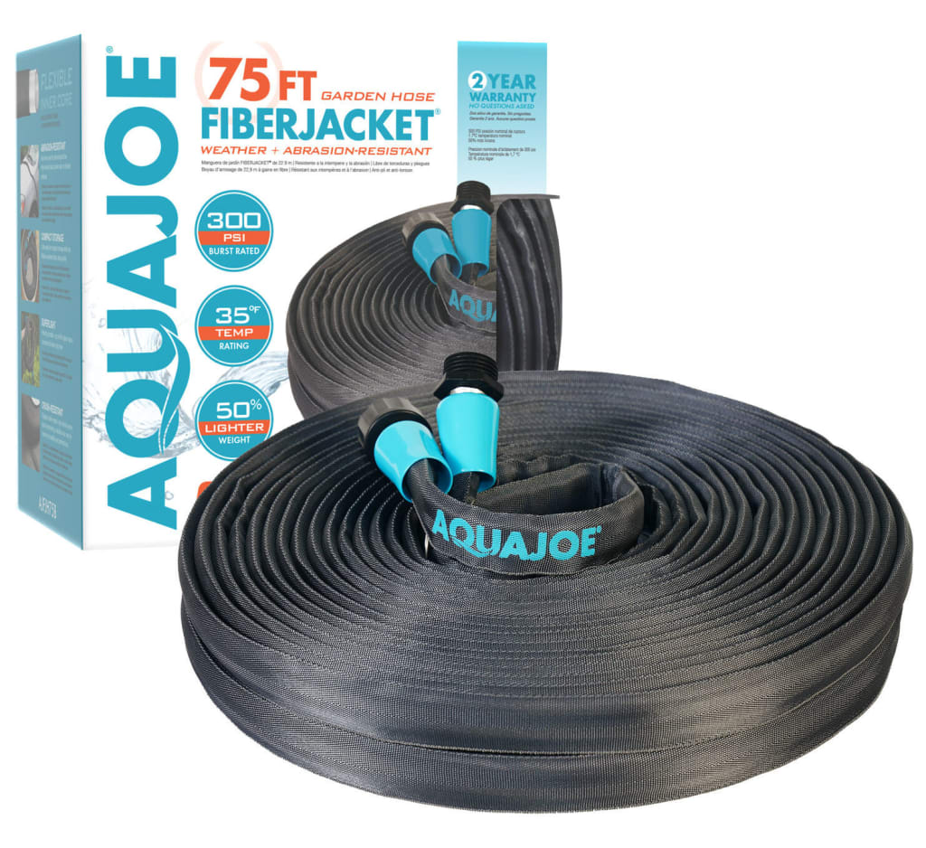 Aqua Joe 75Foot Flexible FiberJacket Garden Hose for 15 AJFJH75B