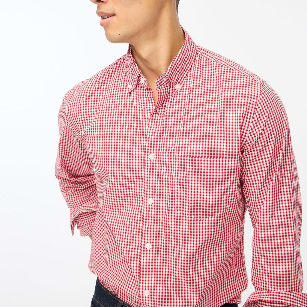 J.Crew Factory Men's Slim Untucked Gingham Flex Casual Shirt for 11