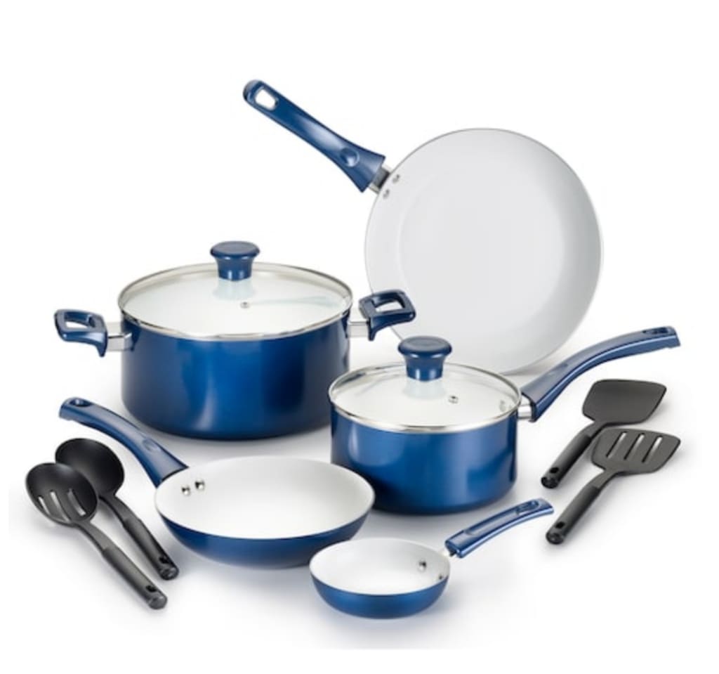 TFal Inspirations 11Piece Ceramic Cookware Set for 32 w/ 5 Kohl's Cash G914SB64